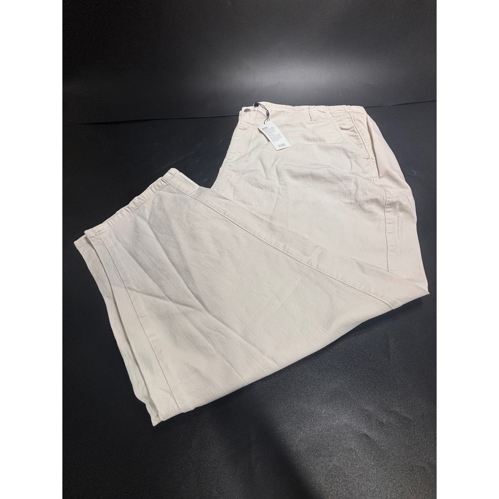 Eileen Fisher High Waisted Curve Ankle Pants Natural Off White Size 3X NEW $178‎
